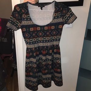 Aztec boho print skater dress